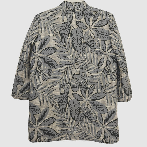 J. McLaughlin Brienne Snap Front Jacket Sz Small Indigo Blue Palm Leaves Pockets - Picture 5 of 7